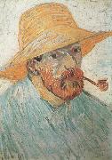 Vincent Van Gogh Self-Portrait with Pipe and Straw Hat (nn04) oil painting reproduction